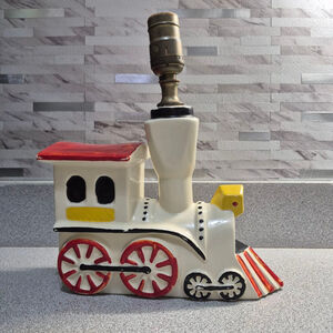 Vintage Shawnee Pottery Train Lamp 11" Tall Kids Room Nursey 1940s - 1950s Works